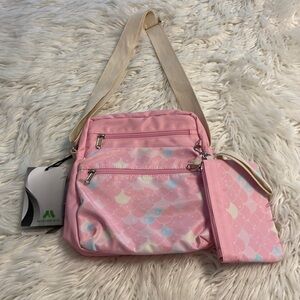 My Green Shoulder and Wristlet Purse size in photos brand new color light pink